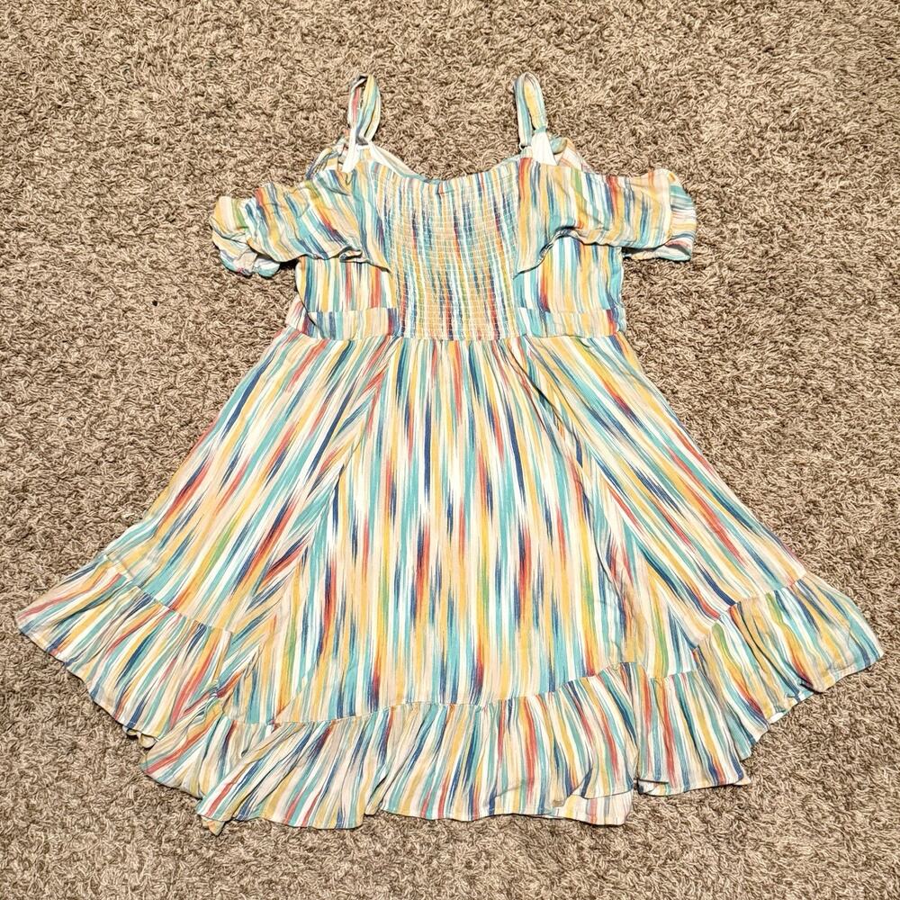 Torrid Womens White Stripe Gauze Cold Shoulder Mini Skater Dress Plus Size 2XL - Picture 6 of 13